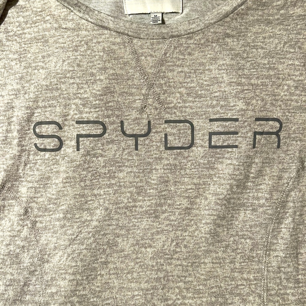 Spyder Women’s Gray Print Long Sleeve Crew Neck Logo Active Top Size M
